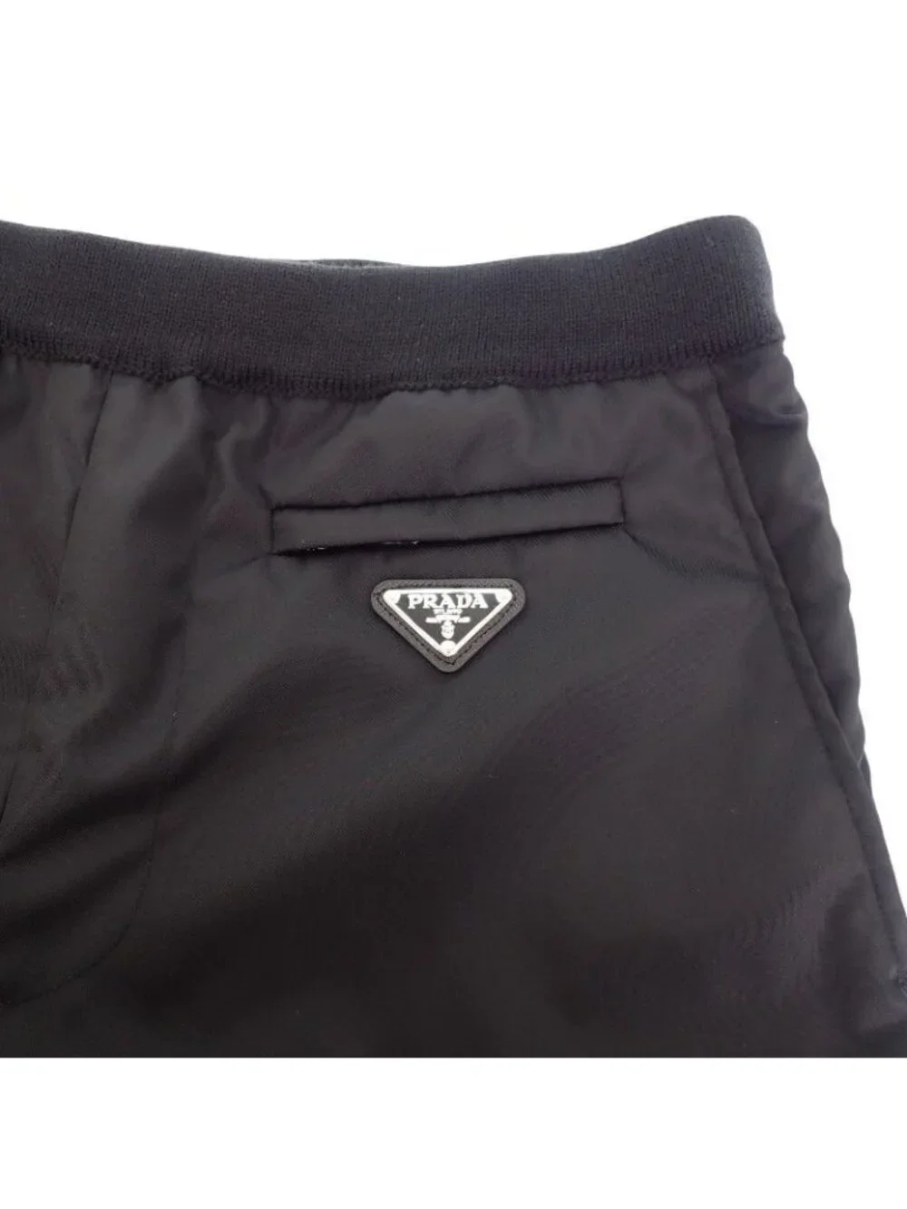 Prada Knit Contrast Nylon Pants 48 Wool Black